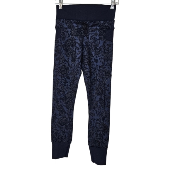 Lululemon En Route Crop Jogger Leggings Blue Inkwell Paisley Sz 4 - Picture 5 of 10